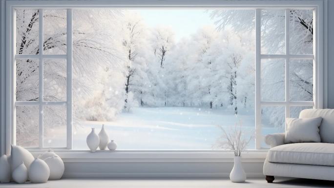 窗外的雪景窗外飘雪窗外雪景下雪天
