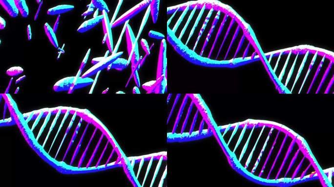 螺旋状的彩色DNA链。双螺旋人类DNA结构。基因脱氧核糖核酸，DNA分子，载体图解
