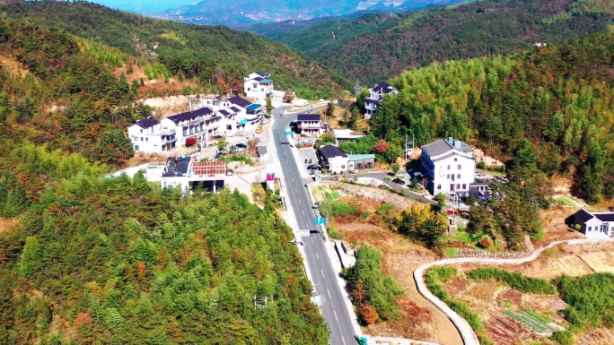 浙江天台山风景名胜区，石梁镇航拍