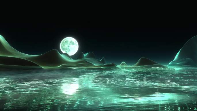 古典月亮青山绿水舞台循环