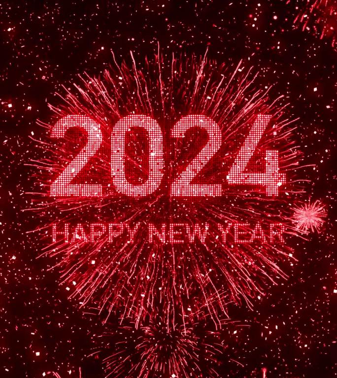 2024红色烟花跨年粒子爆炸倒计时竖屏