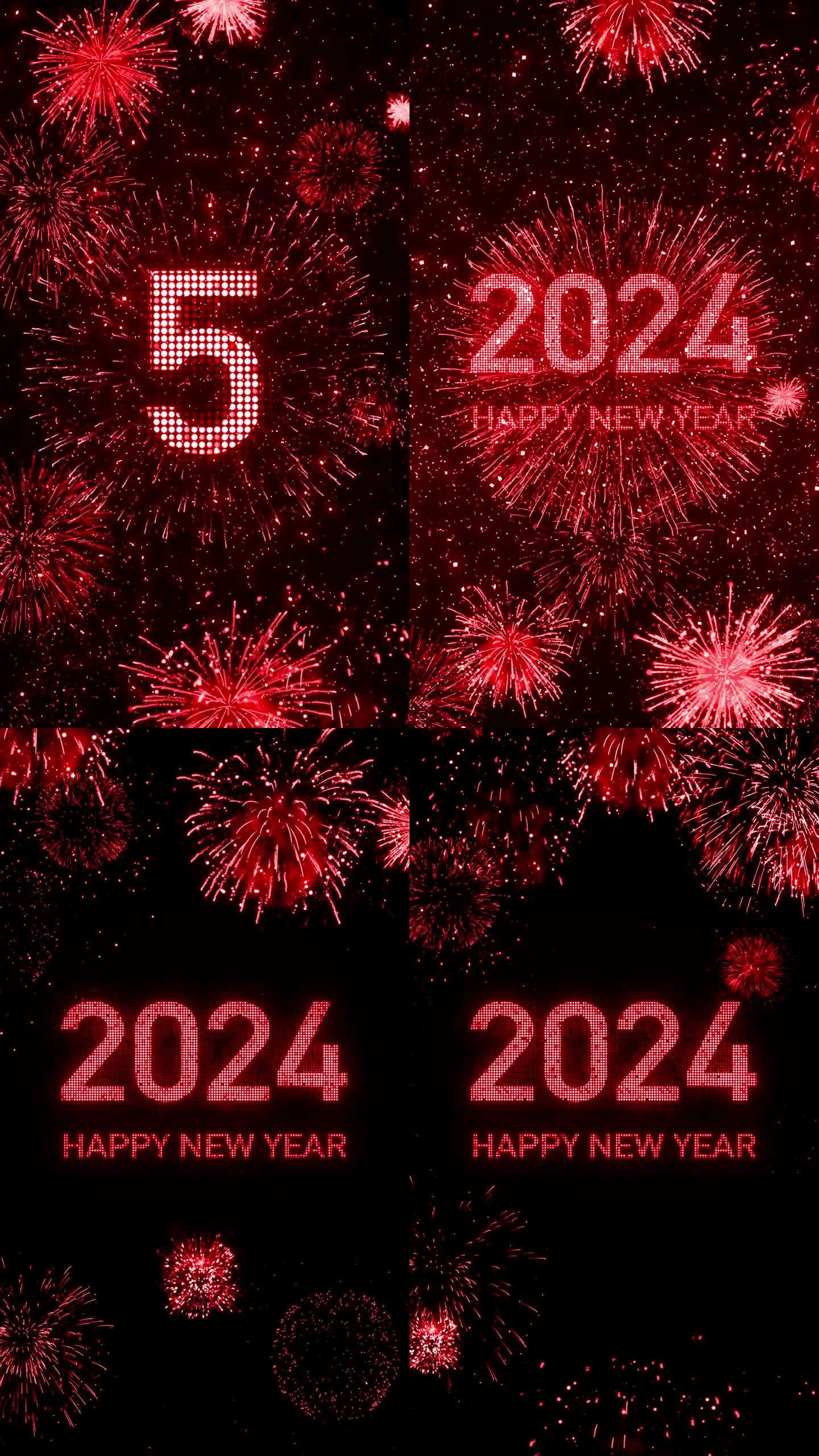 2024红色烟花跨年粒子爆炸倒计时竖屏