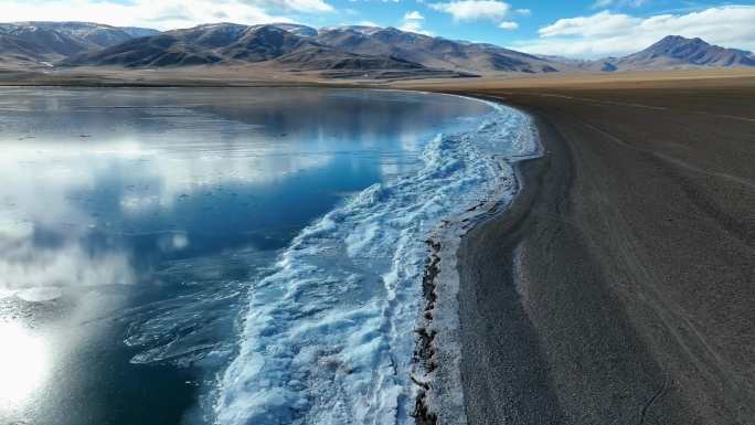 西藏那曲航拍圣湖当惹雍错高原湖泊牧场风光