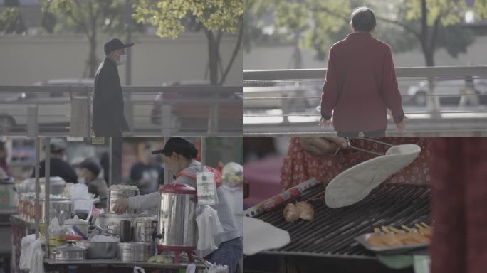 清晨 人文 街景 早市 人群 视频 素材