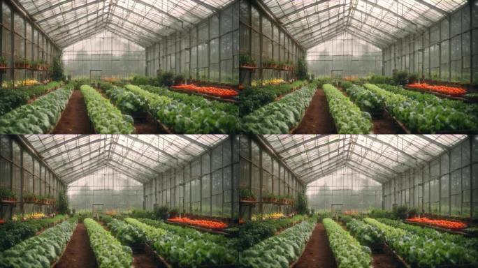 4K温室蔬菜水果大棚基地概念背景