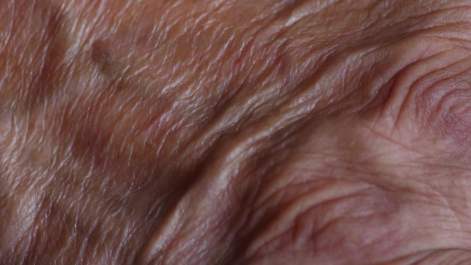 老年人手部皮肤特写，手部皱纹皮肤的纹理。老年人的概念。衰老过程。皮肤科，老皮肤