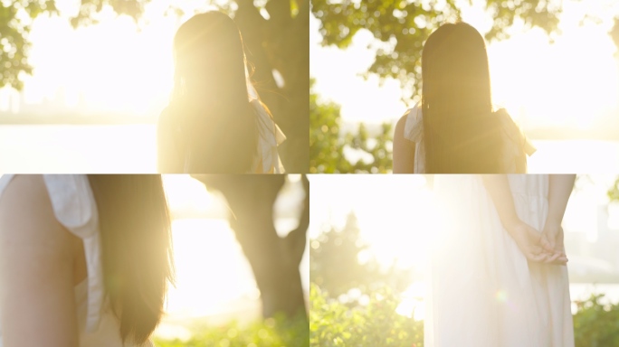 唯美阳光洒落在女孩身上
