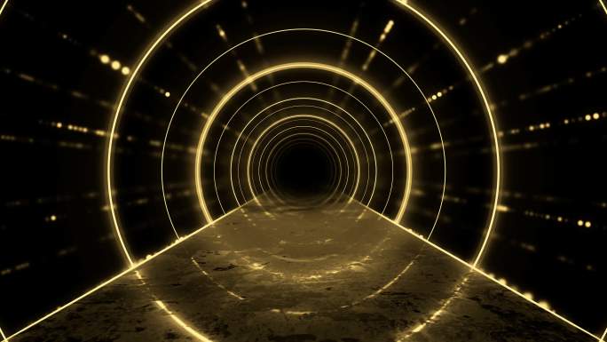 线条空间几何冲屏科技门圆形暗黑隧道穿梭