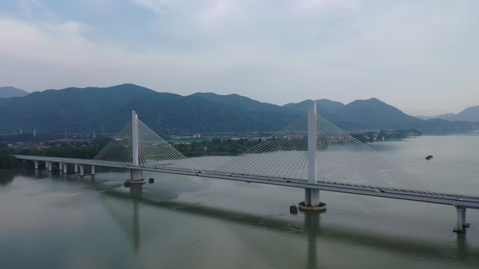 杭州富阳富春江大桥航拍