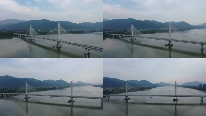 杭州富阳富春江大桥航拍