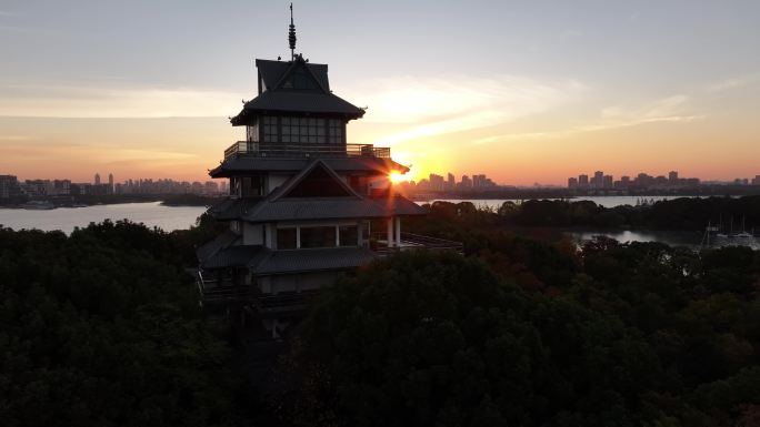 金鸡湖桃花岛日出