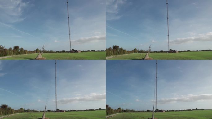 现场GSM移动塔上的广播电台天线-平移拍摄