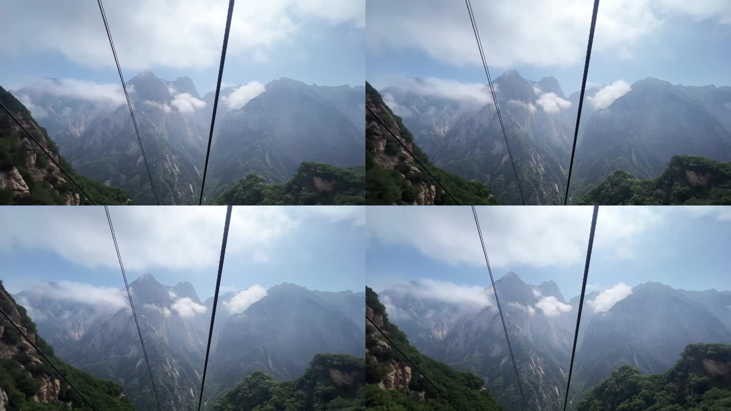 陕西西岳5A级景区华山索道缆车山峰云海