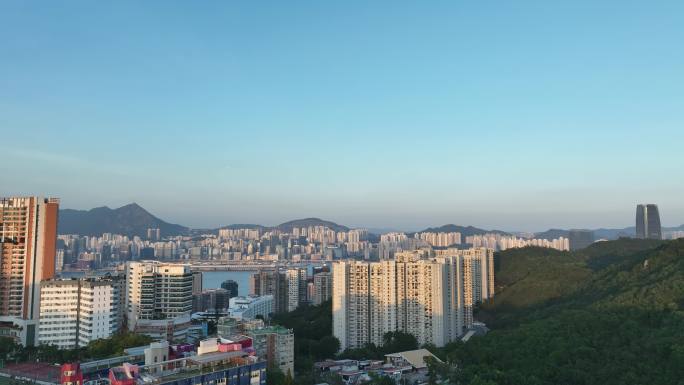 香港北角航拍香港东部海岸线城市建筑风光