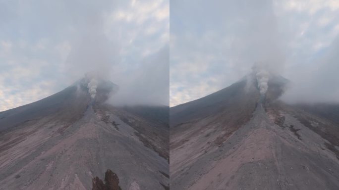 垂直视频4k。活火山口天然气流危险热极