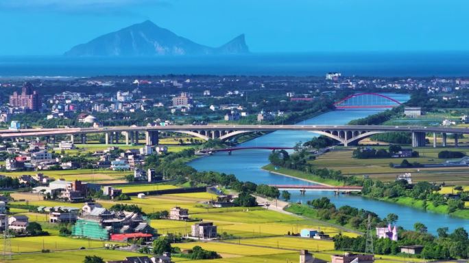 台湾宜兰东山河鸟瞰图。