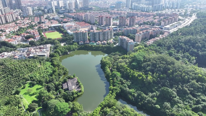 广东省东莞市黄旗山城市公园航拍