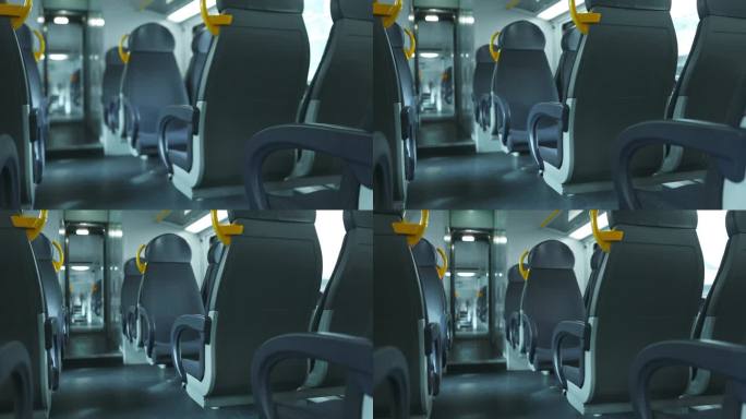 空座位:客运列车内部的空座位在一辆空马车里。火车上的空座位，整列火车都是空的。高质量的