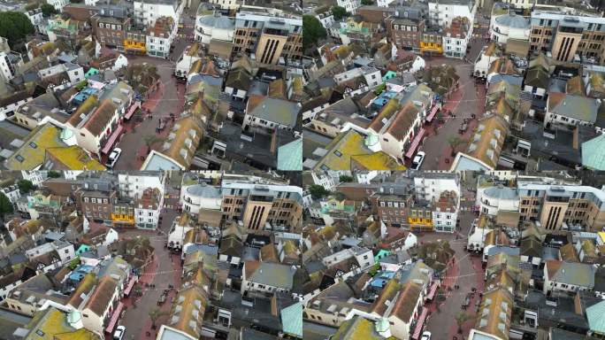 无人机拍摄的布莱顿街道，东苏塞克斯，英格兰，英国