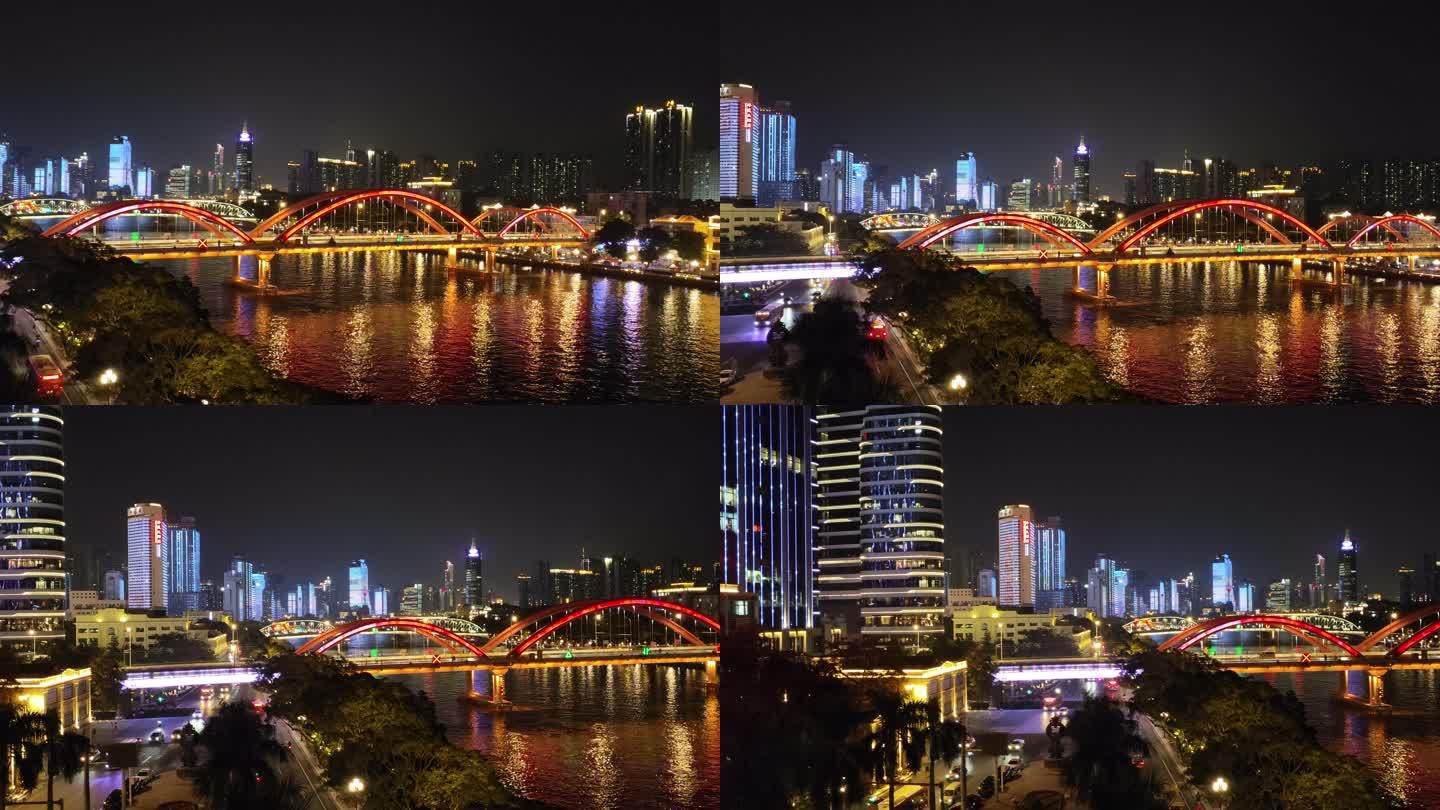 珠江夜景解放桥靖海路_8K