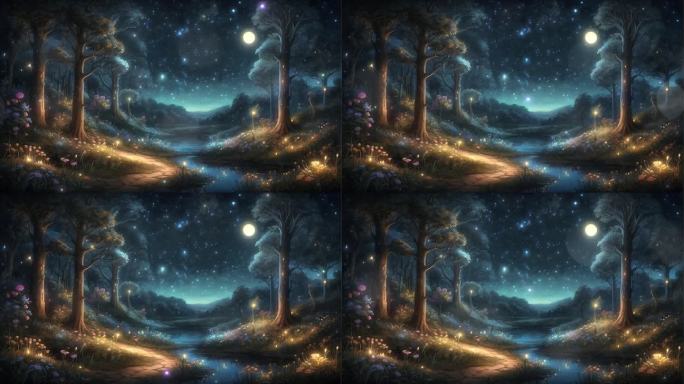 4K梦幻童话森林概念背景视频