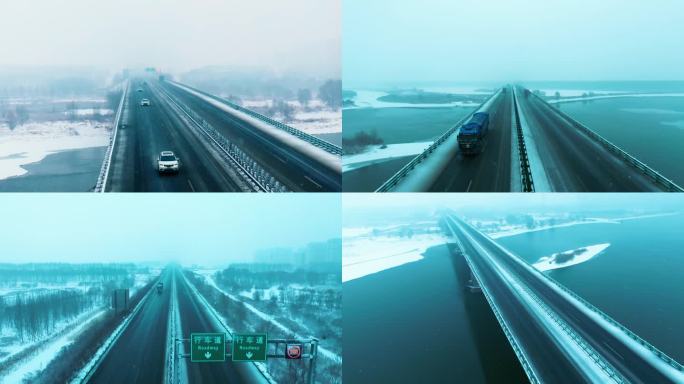 高速公路暴风雪天气