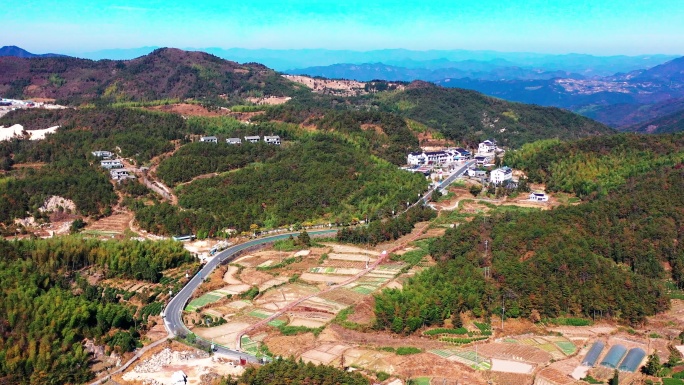 浙江天台山风景名胜区，石梁镇航拍