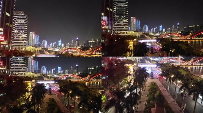 珠江夜景解放桥海珠桥长堤大马路_8K