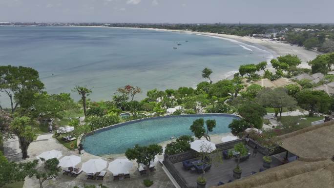HDR印尼巴厘岛金巴兰海滩度假村风光航拍