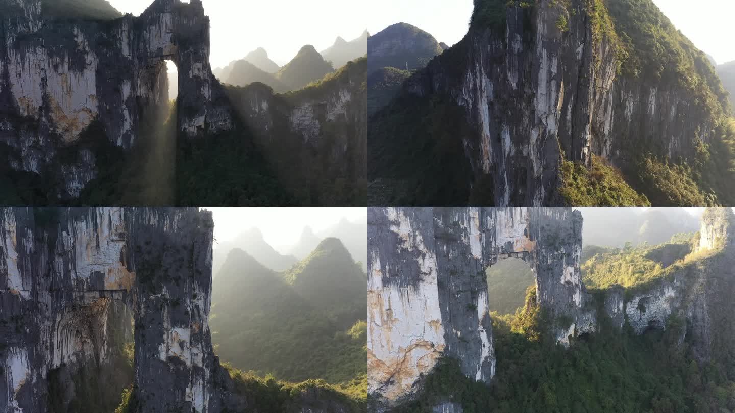 桂林独特的喀斯特地貌潮田穿岩