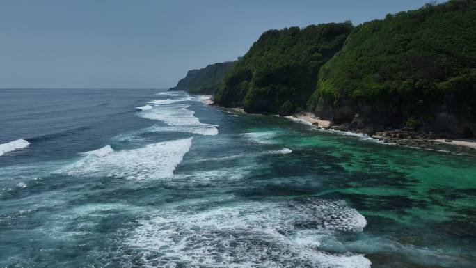 原创印尼巴厘岛Melasti海滩航拍风光