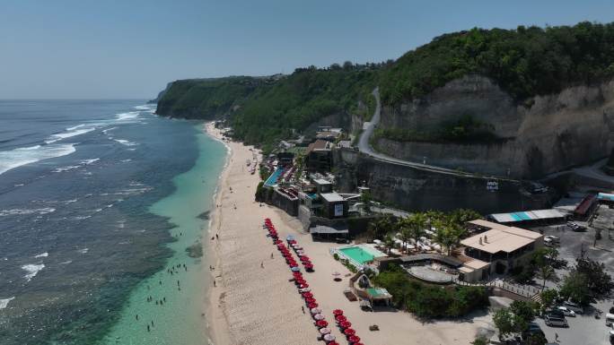 原创印尼巴厘岛Melasti海滩航拍风光