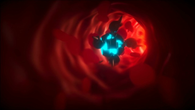 血细胞和纳米机器人。Nanomedecine概念。逼真的4k动画。