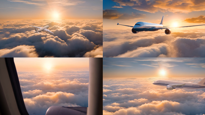 飞机云层飞行 飞向未来