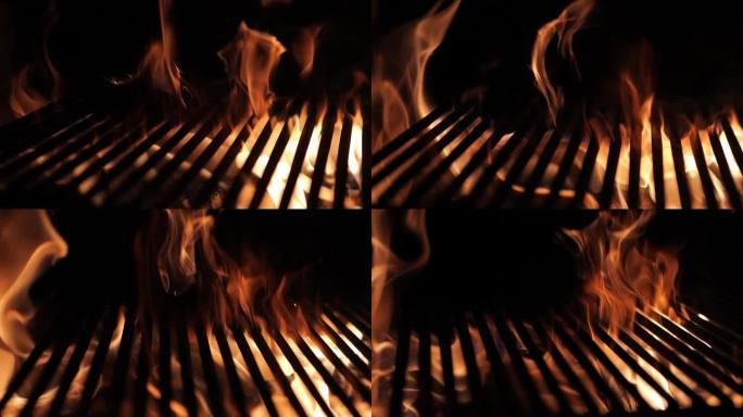 火烧透了烤架的格栅。地狱般的烧烤。壁炉里的壁炉。