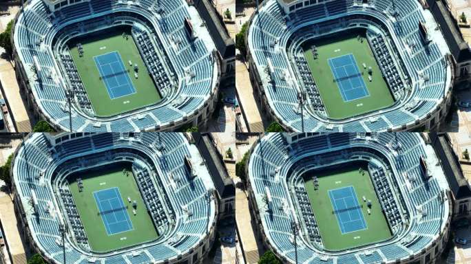航拍城市体育公园网球中心网球场