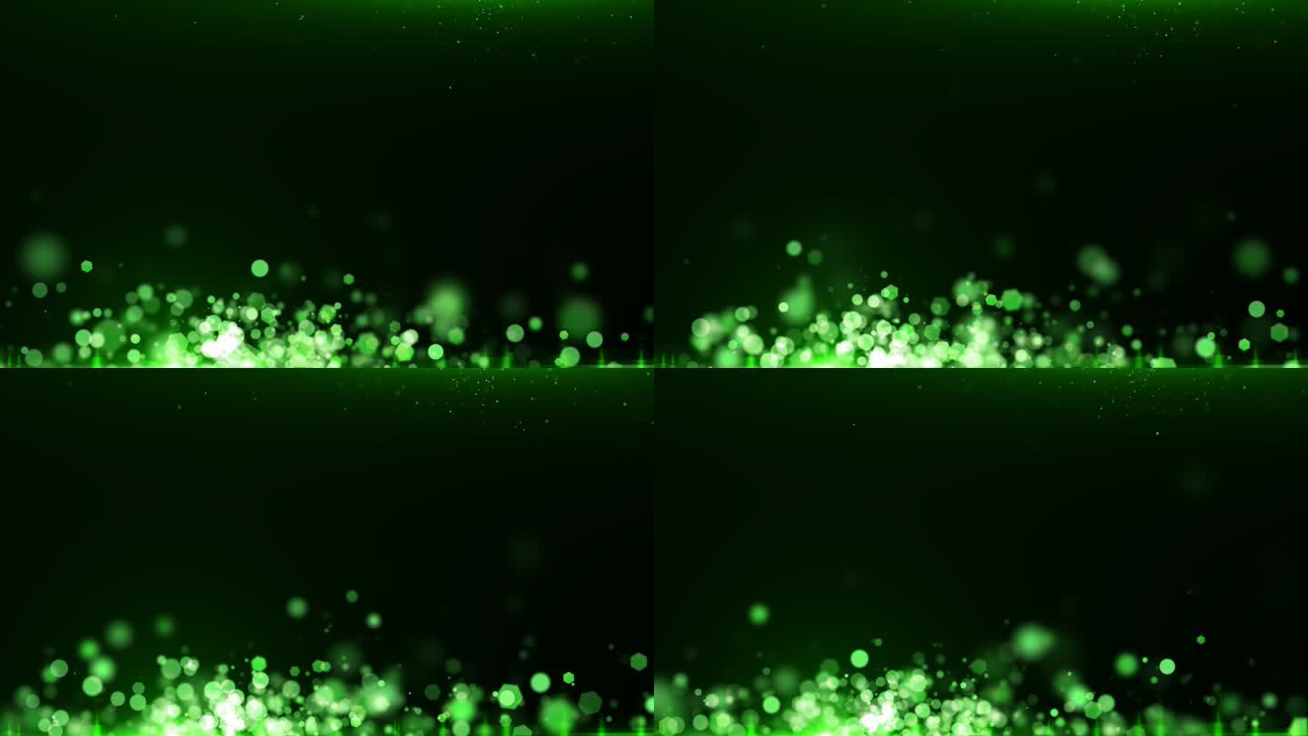 4K绿色粒子光斑光点闪烁背景
