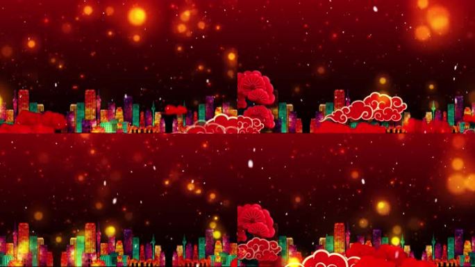 8K超宽屏喜庆新年春节舞台背景素材