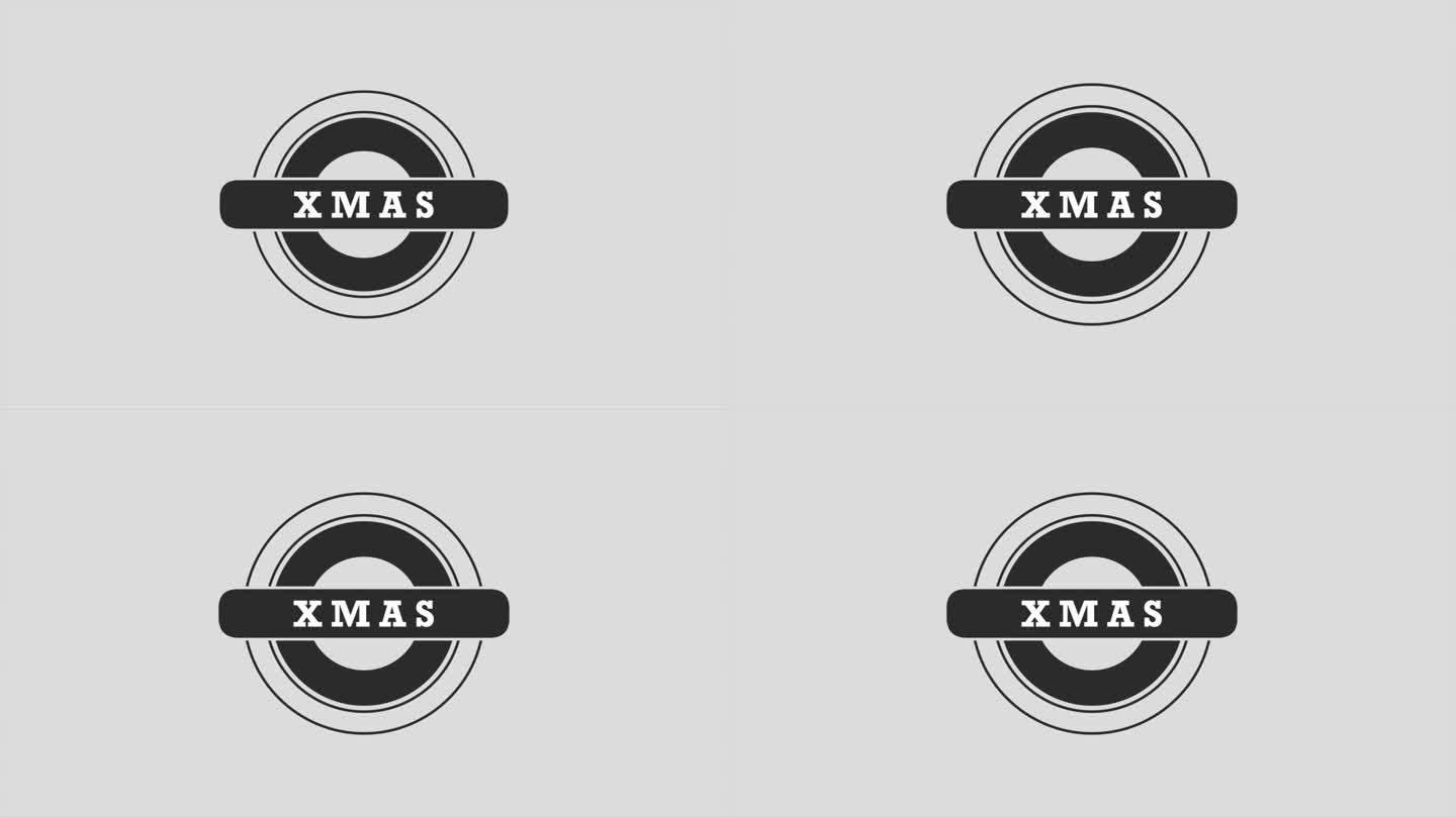 现代快乐的XMAS文本与白色梯度上的圆圈