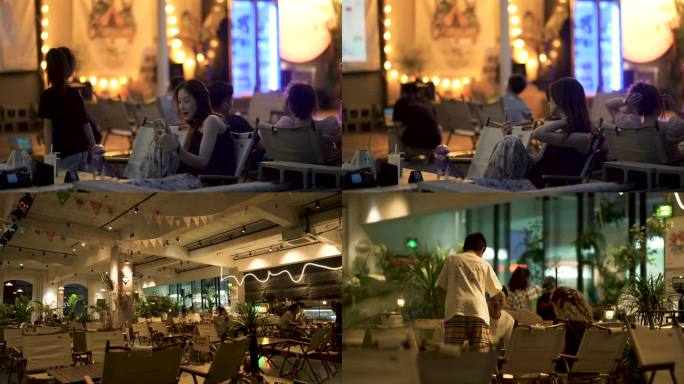 咖啡馆，酒吧，夜生活，霓虹灯，都市生活