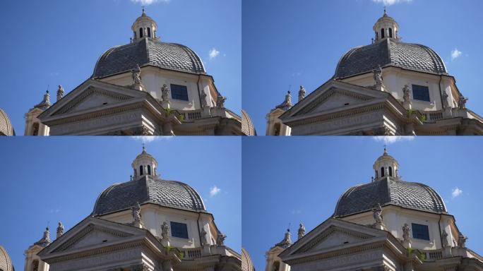 圣玛利亚马焦雷大教堂的特写低角度视图是主要的教皇大教堂。圣玛利亚马焦雷教堂是罗马最著名的教堂之一。