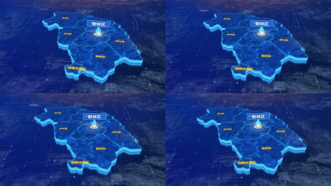 大兴安岭新林区蓝色三维科技区位地图