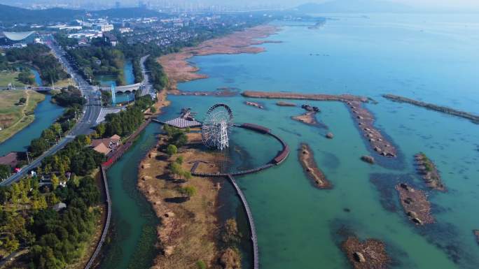 4k航拍苏州太湖湖滨国家湿地