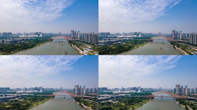 佛山新城城市天际线和东平大桥延时摄影航拍