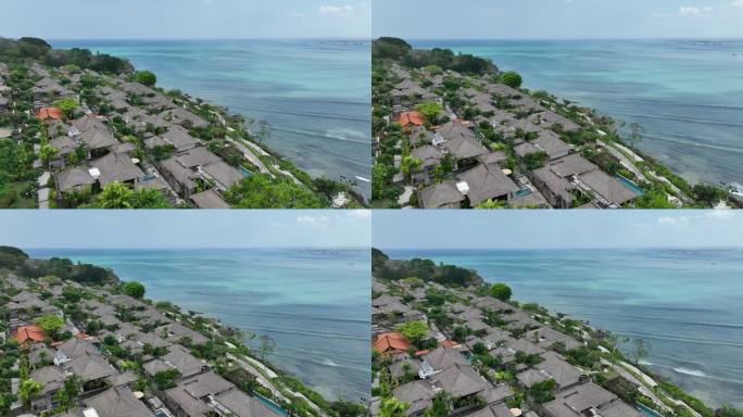 印尼巴厘岛金巴兰海滩海景度假村风光航拍