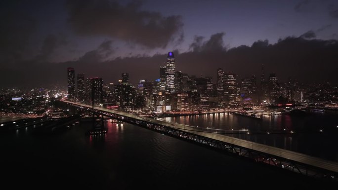 旧金山的夜景美国素材大景全景俯瞰鸟瞰