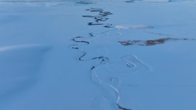 呼伦贝尔特泥河湿地冬天雪野自然风光