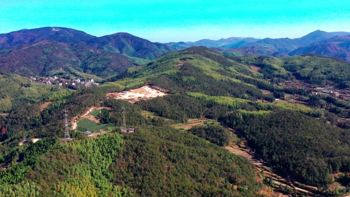 浙江天台山风景名胜区，石梁镇航拍