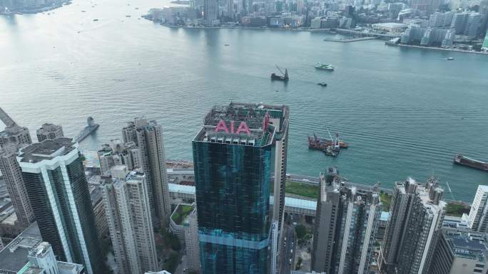 香港北角航拍香港东部海岸线城市建筑风光