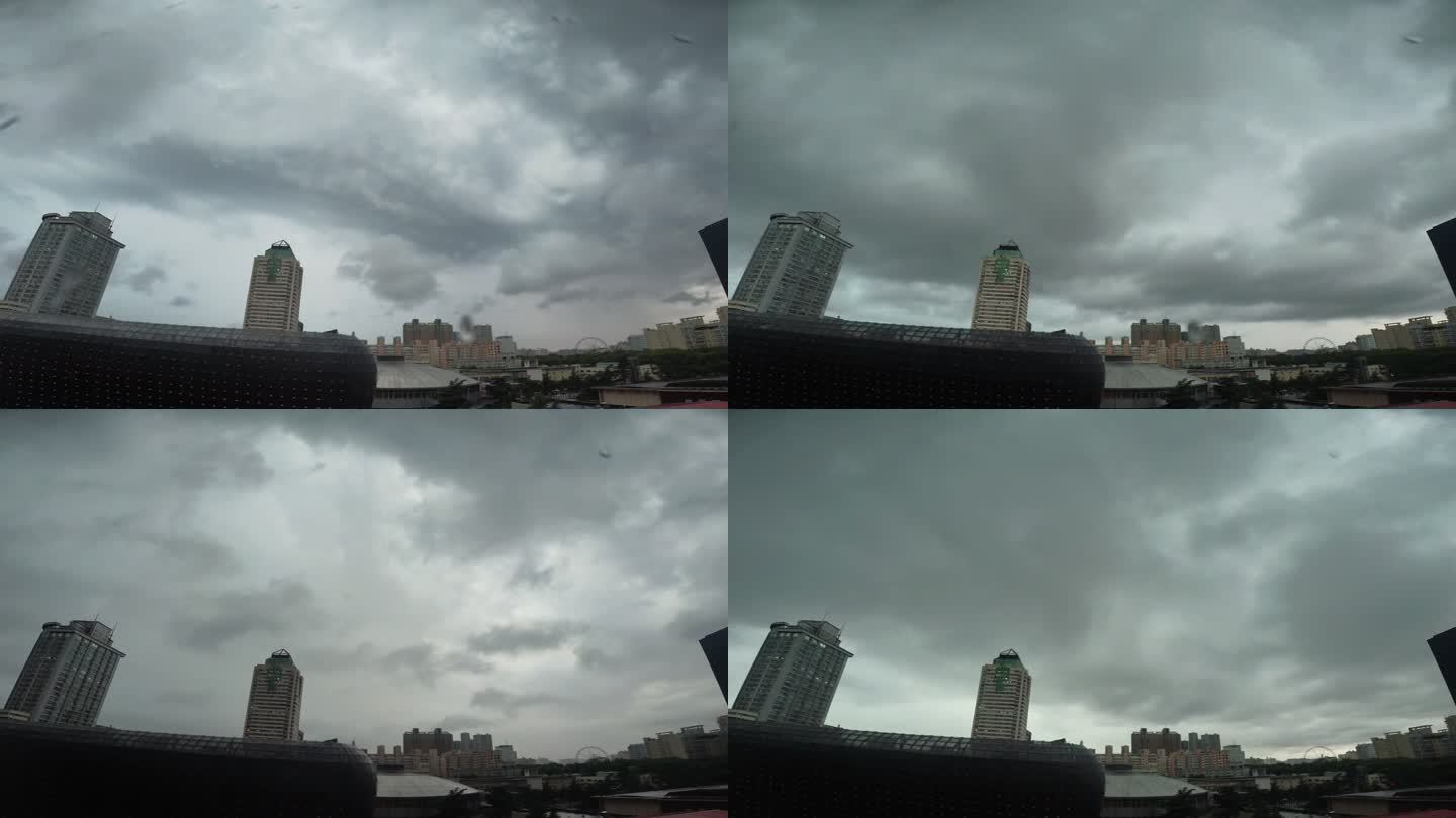 城市雨天云层延时摄影4K